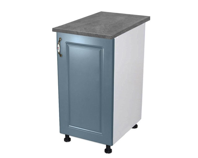Corp inferior cu 1 Usa Zebra, Alb / MDF Albastru si blat Beton 40 x 85 x 60
